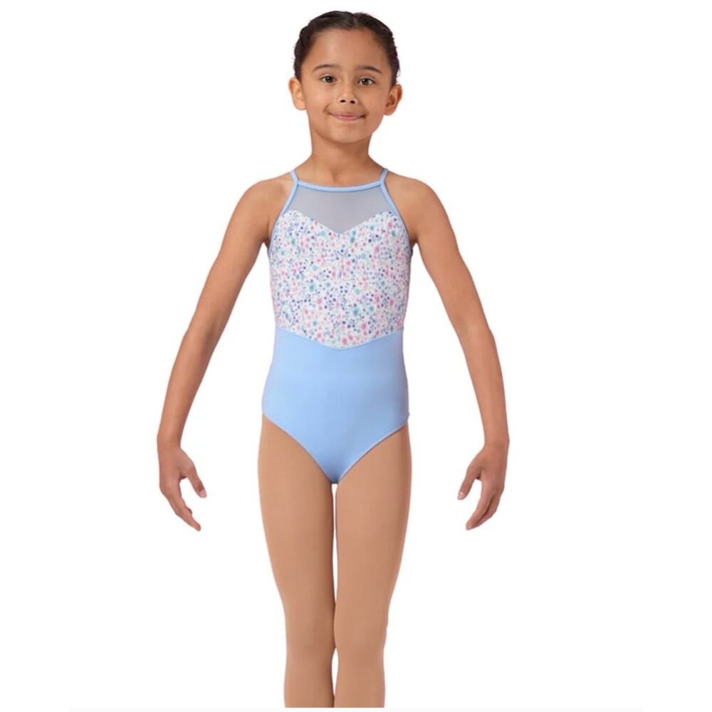Mirella Girls Blue Floral Leotard Ballet Dance Gymnastics 6X 7